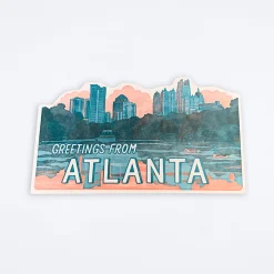 Atlanta Skyline Die Cut Postcard