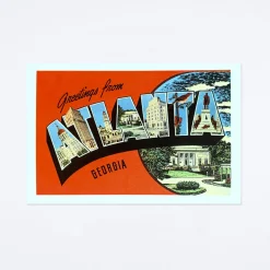 Greetings From Atlanta Red Postcard