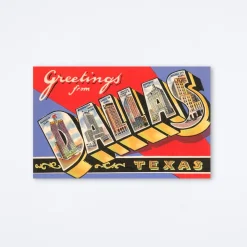 Greetings From Dallas Red and Blue Postcard