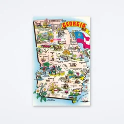 Map of Georgia Blue Postcard