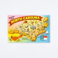 North Carolina Map Postcard