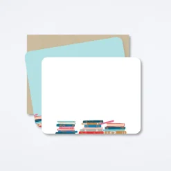 Stacked Books Flat Notecard Set