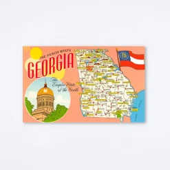 The Peach State Map Postcard