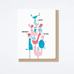 Tower of Birthday Birds Card