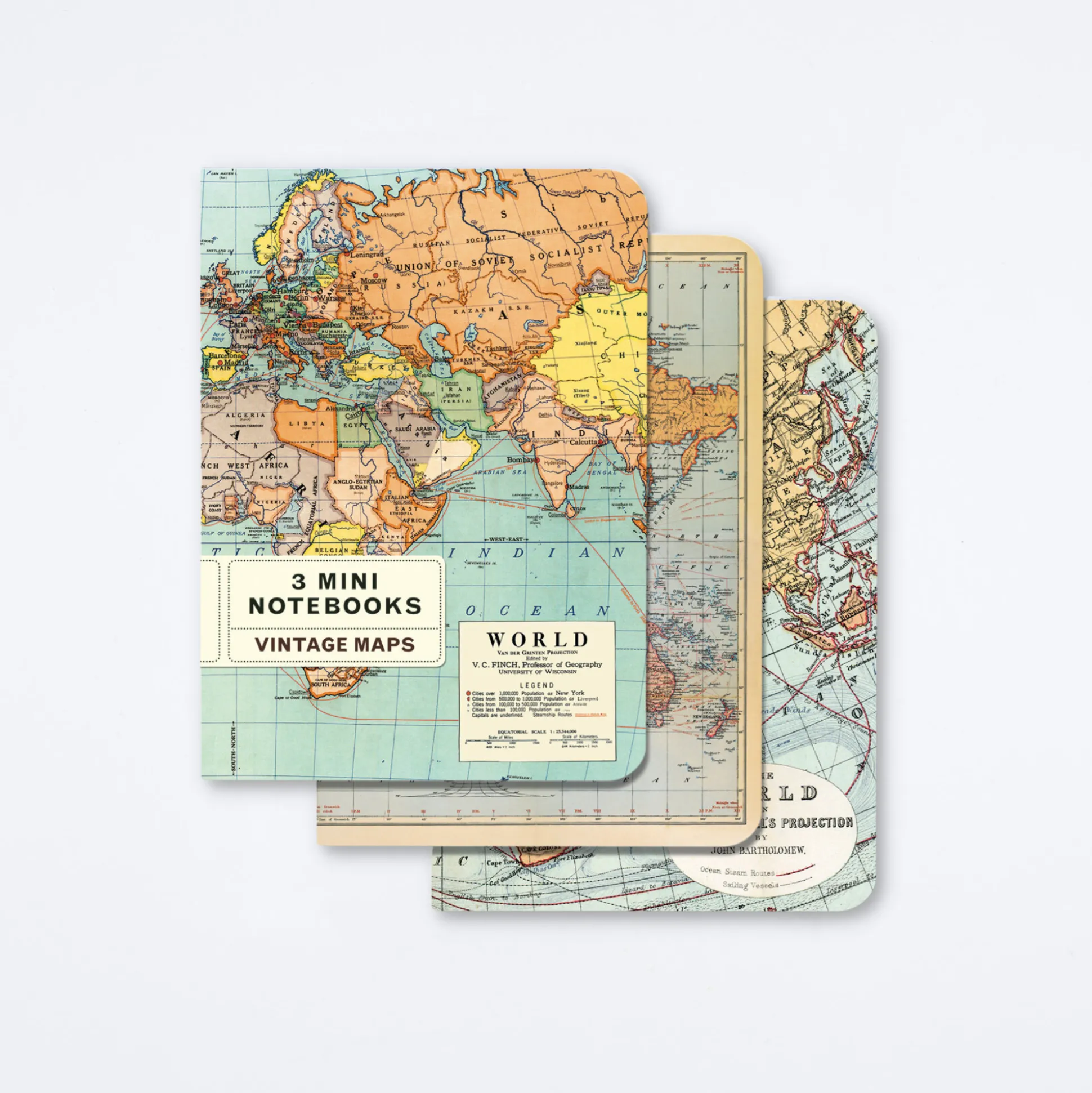 Vintage World Maps Mini Notebook Set